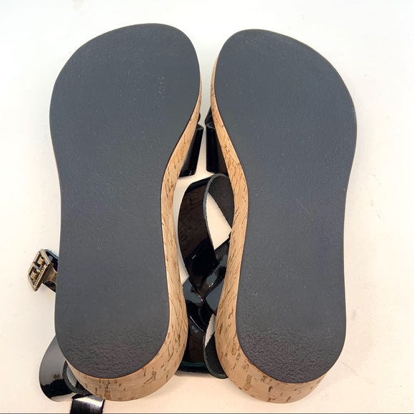 Kork-ease Black Patent Myrna Low Wedge Sandals 6 - Picture 8 of 8